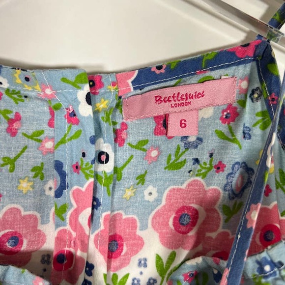 Beetlejuice London Girl's Flower Floral Sundress Sz 6 Tiered Fringe *Read - Picture 6 of 8